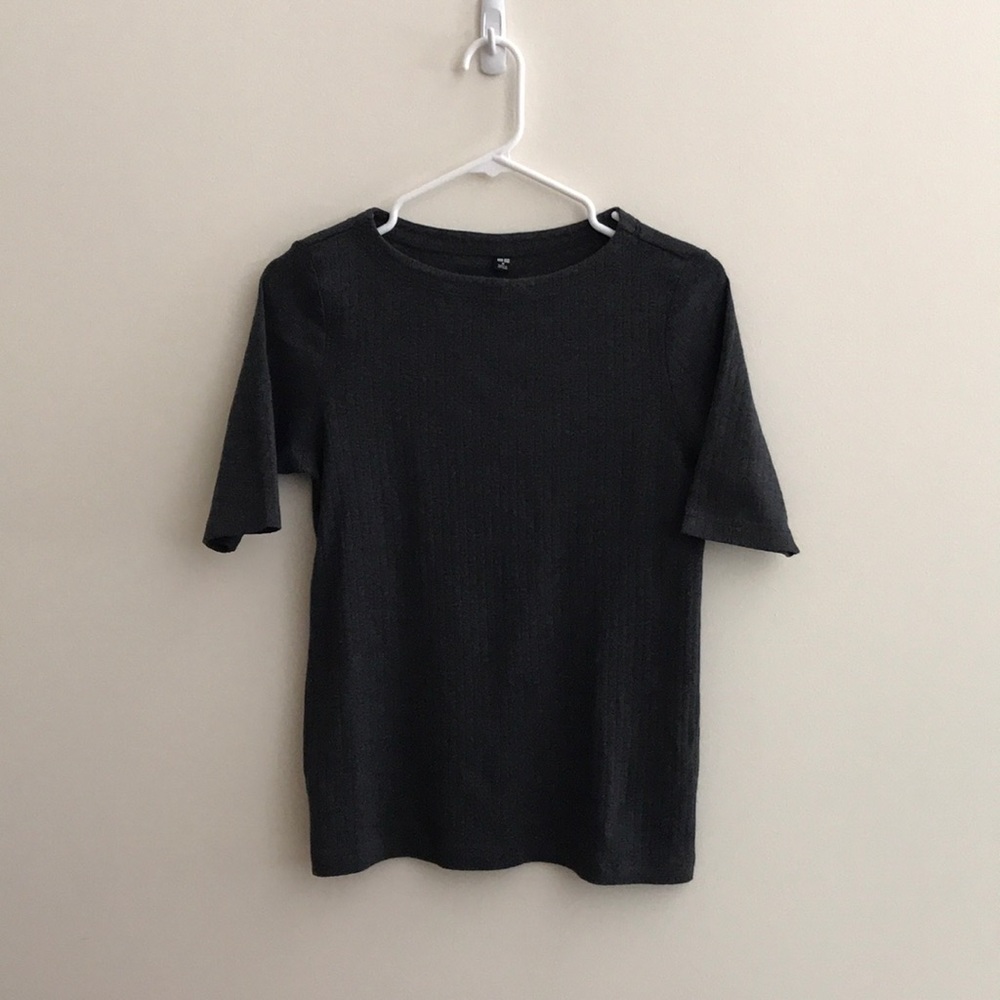 NWOT❗️Uniqlo Ribbed Boat Neck Half-Sleeve T-Shirt